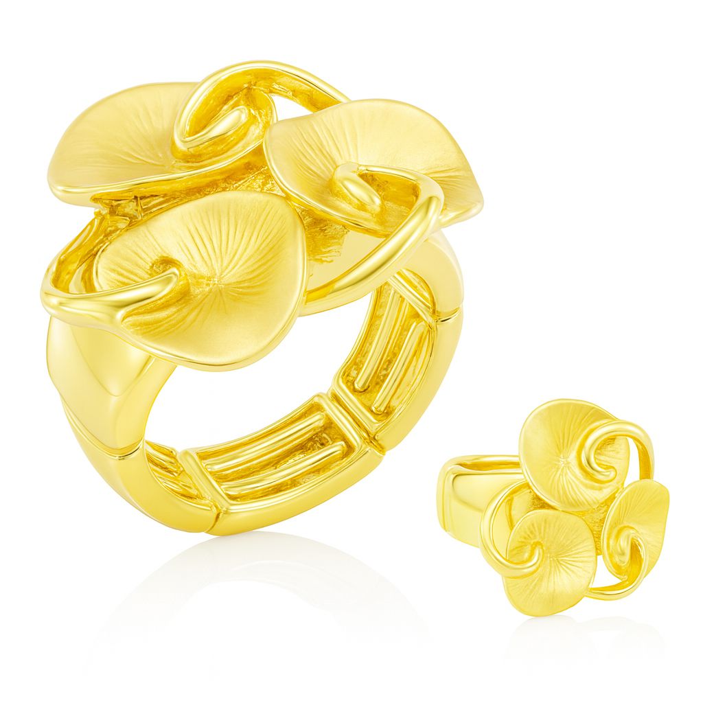 KC gold plated enamel bloom ring for women