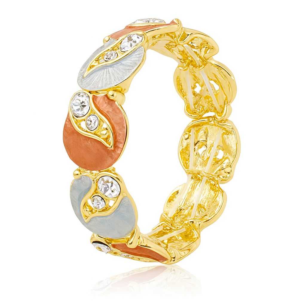 KC gold plated bracelet with hand-painted enamel segments and crystals