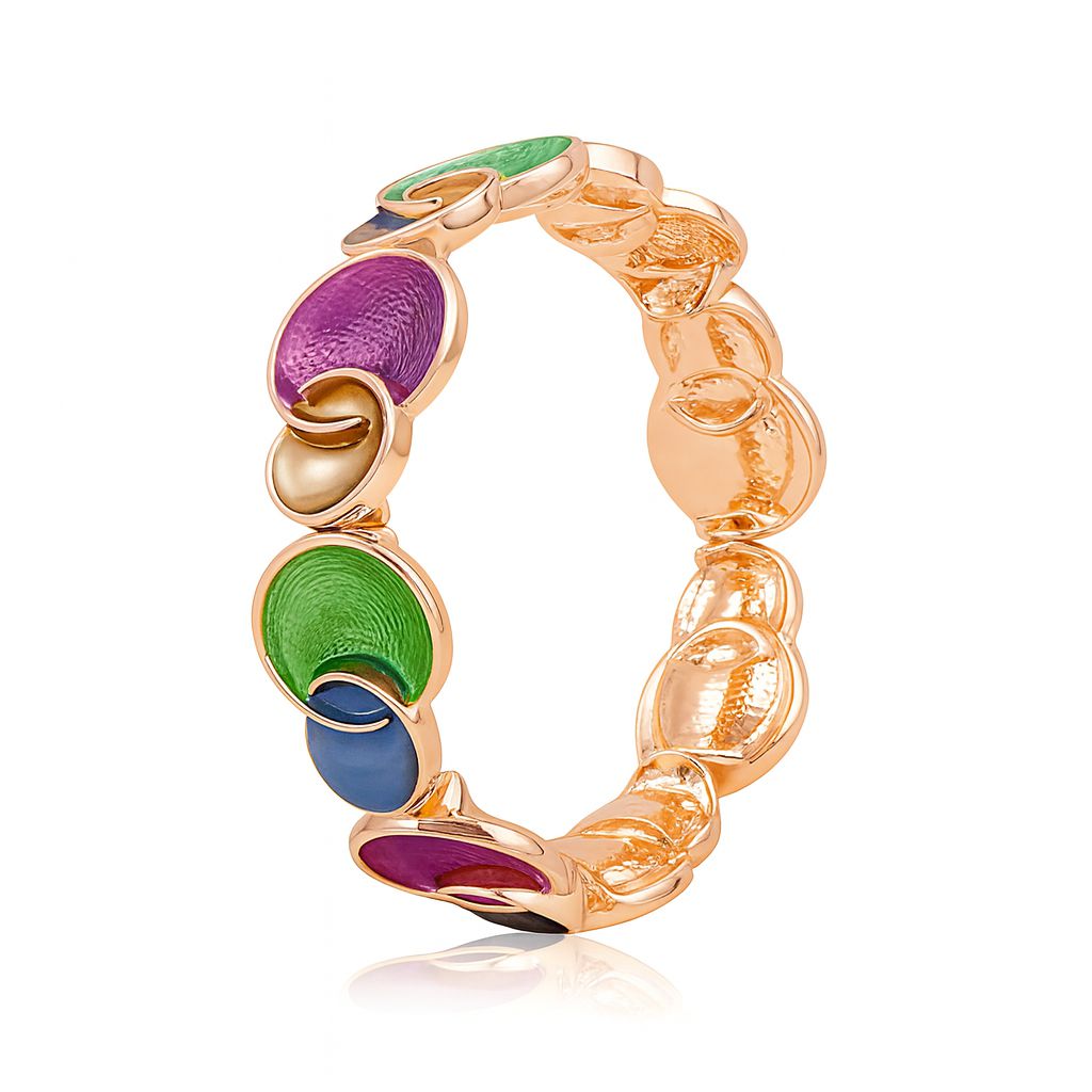Hand-painted KC gold enamel bracelet in multicolor – front view