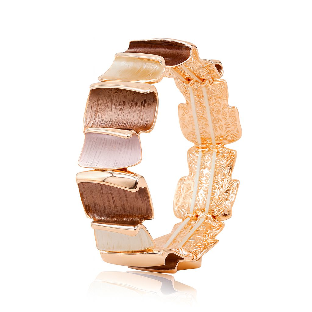 KC gold plated hand-painted enamel bracelet in color block style