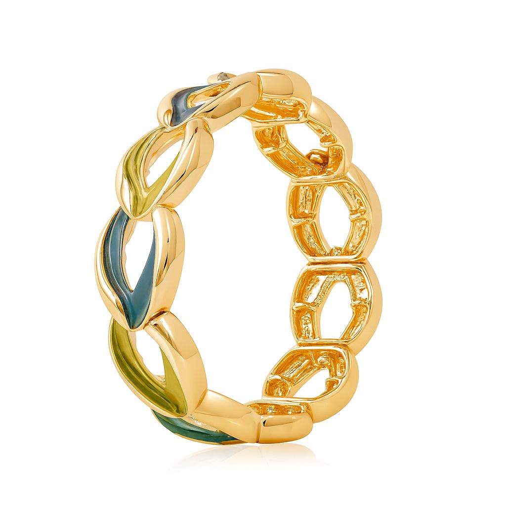 KC gold plated enamel bracelet set front view with colorful links