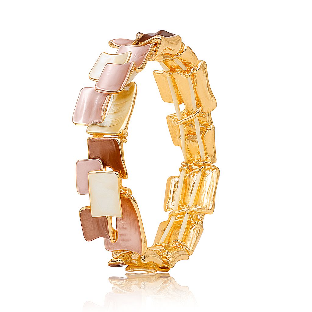 KC gold enamel bracelet set with hand-painted finish for women