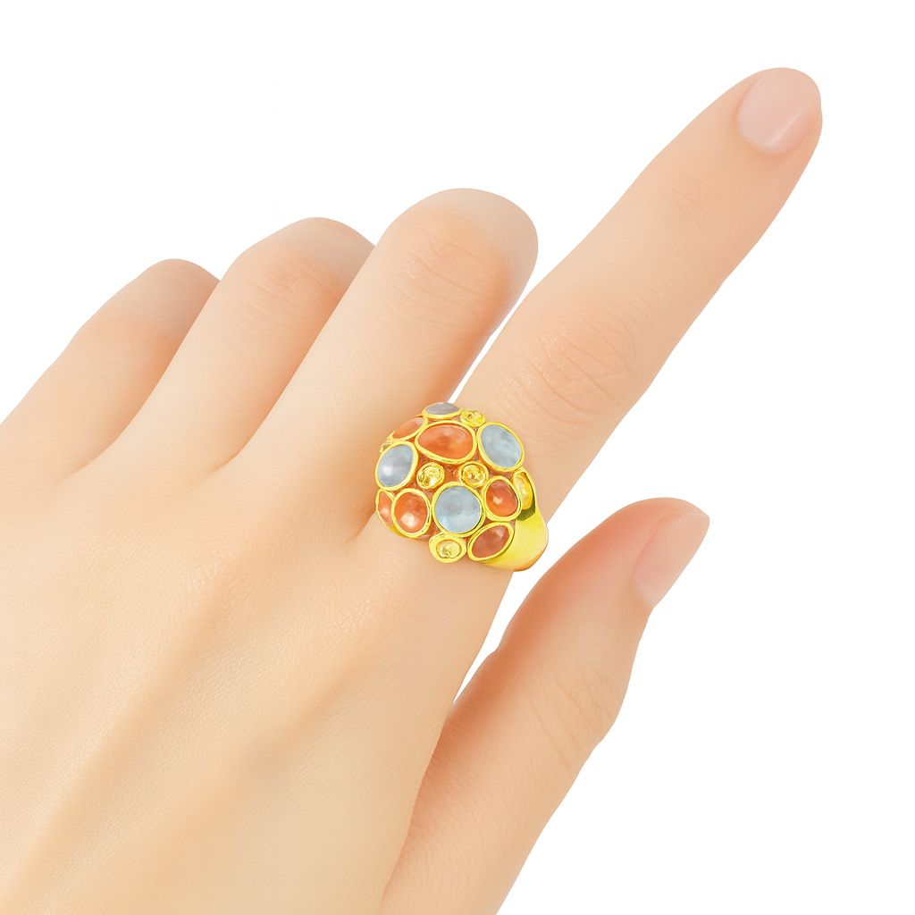 “Women’s statement enamel ring in peach and silver”