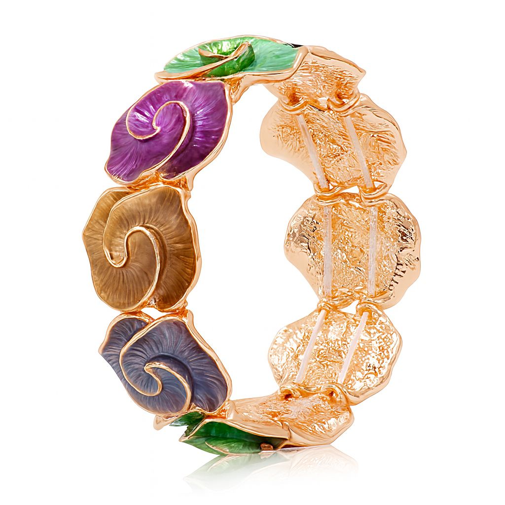 KC gold plated hand-painted enamel floral bracelet for women