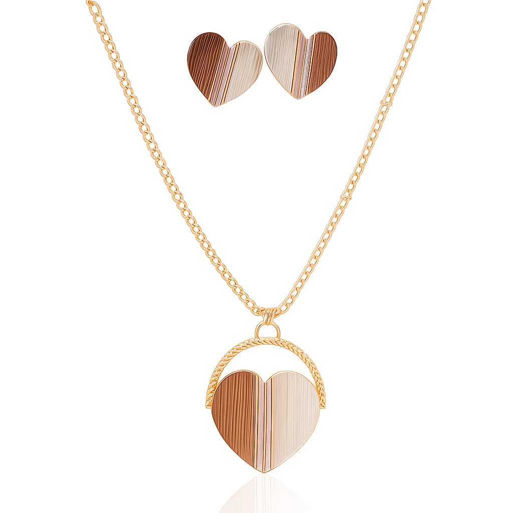 KC gold plated heart pendant with hand painted enamel texture