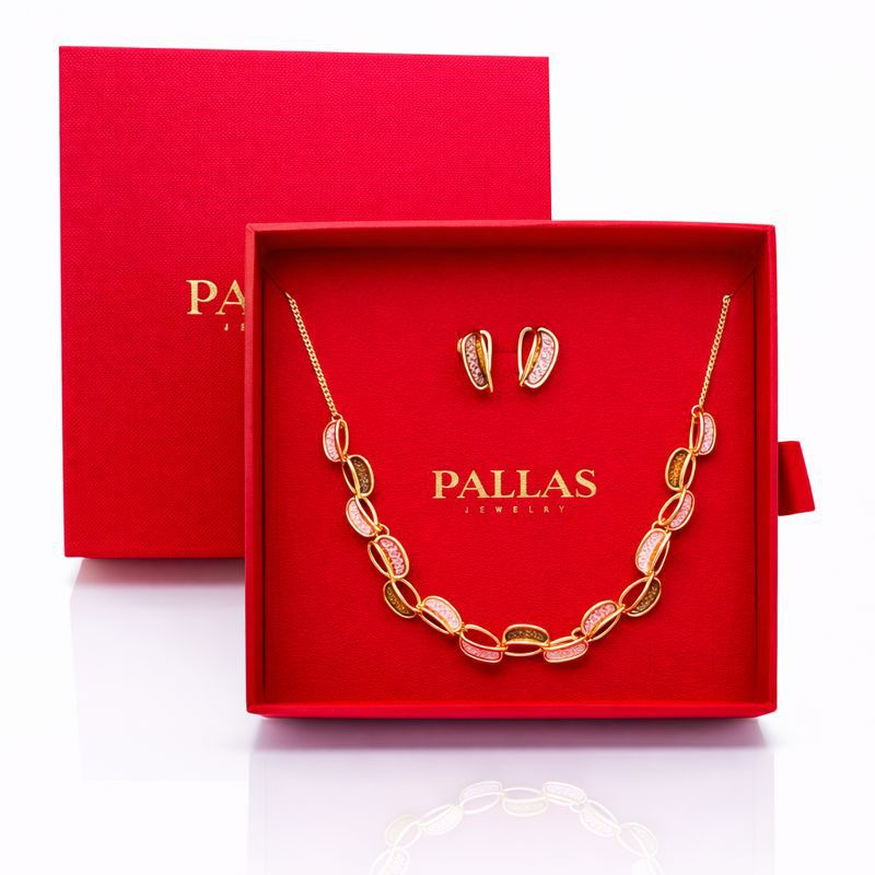 KC gold enamel jewelry set packaged in luxury gift box