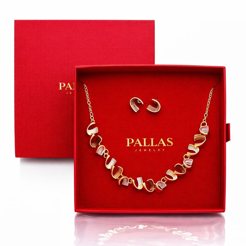 KC gold plated enamel jewelry set in luxury gift box