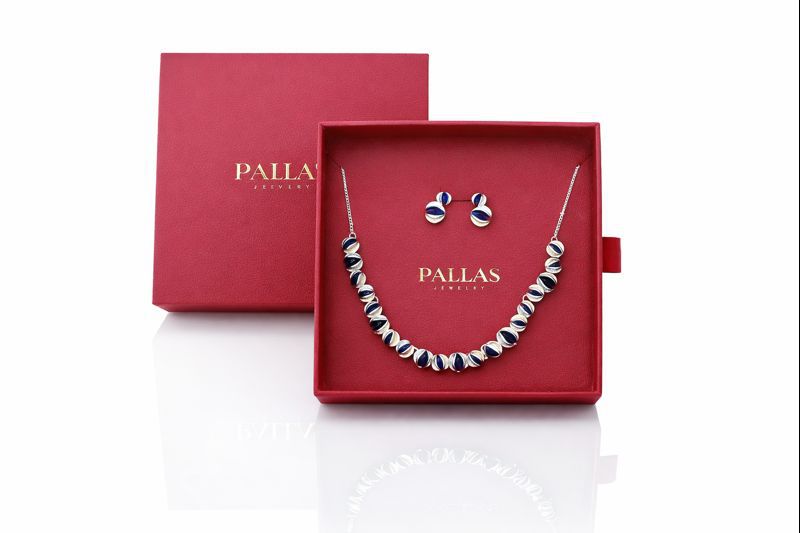 KC gold plated hand painted enamel necklace and earrings gift set