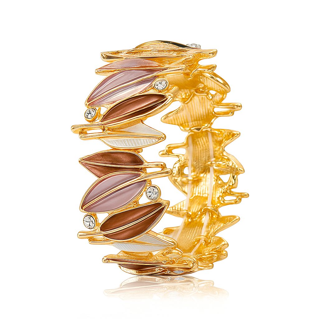 KC gold-plated hand-painted enamel leaf bracelet set for women