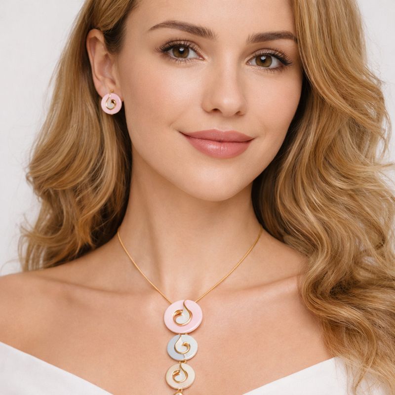 KC gold plated necklace with hand painted enamel pendant