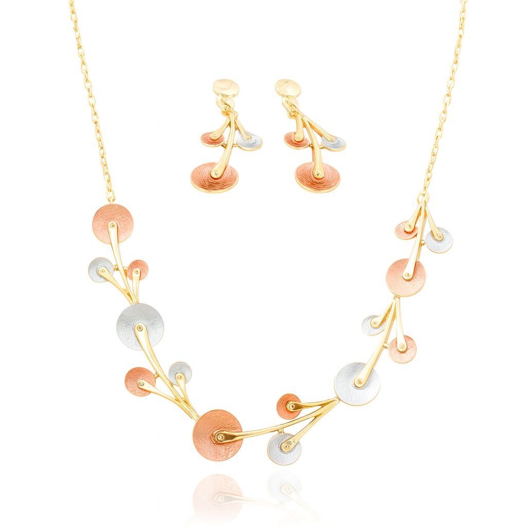 KC gold plated enamel necklace and earrings set for women