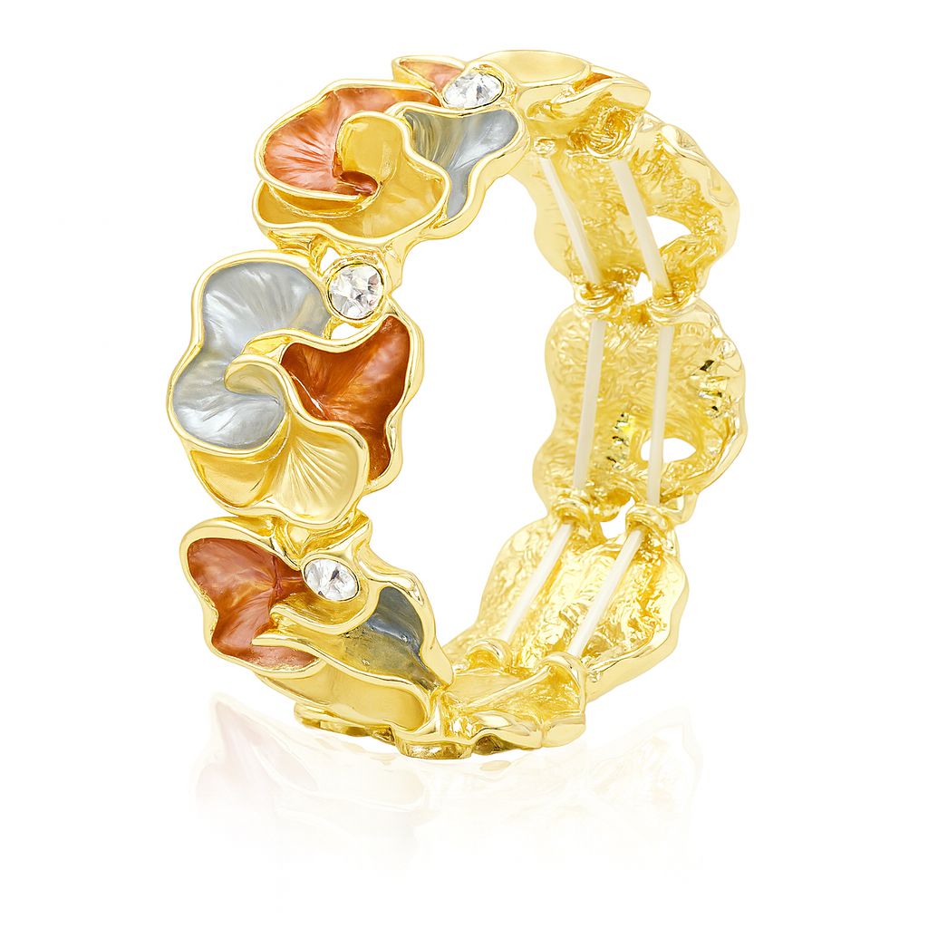 KC gold floral bangle with hand-painted enamel petals