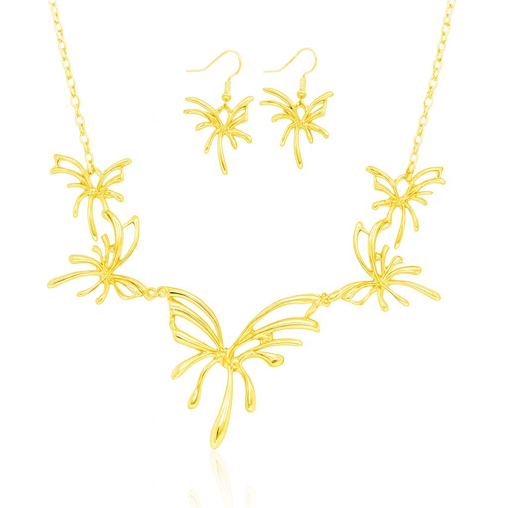 KC gold floral burst necklace and earring set for women