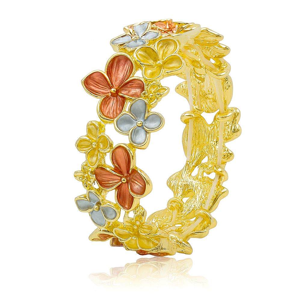 KC Gold Plated Enamel Floral Bracelet – Handmade Colorful Flower Bangle for Women