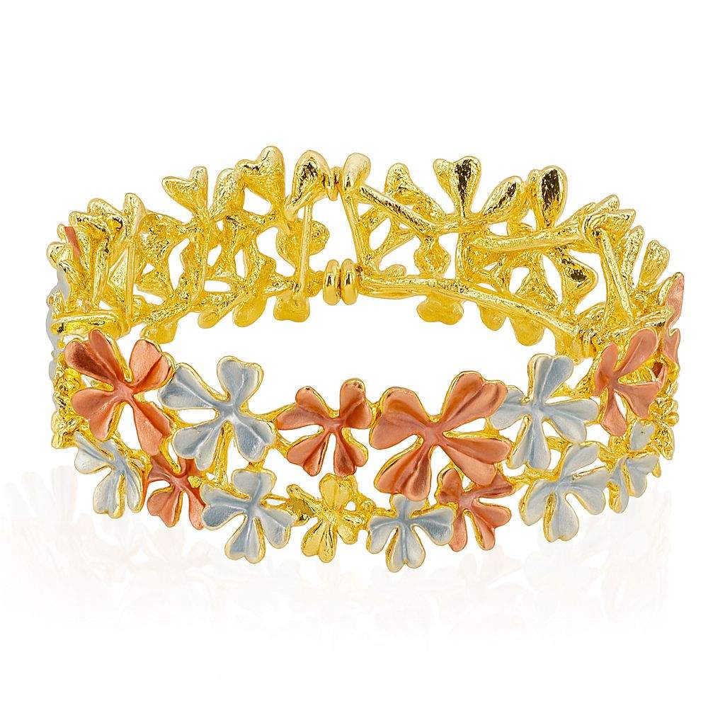 KC gold plated flower bangle side view