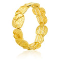 Gold geometric textured bangle with KC gold plating and hand-painted design