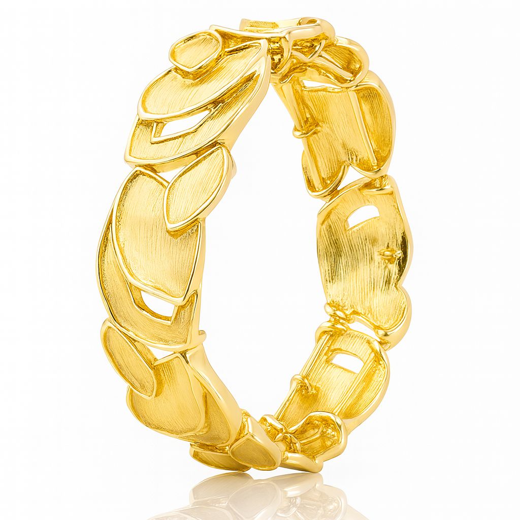 Hand-painted KC gold plated bracelet with artistic textured alloy links