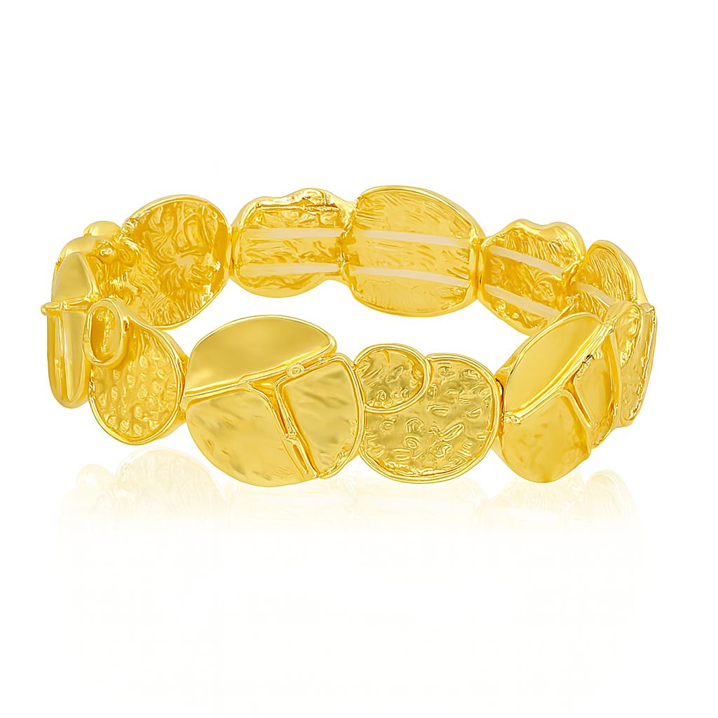 Hand-painted alloy bracelet with modern geometric discs in KC gold