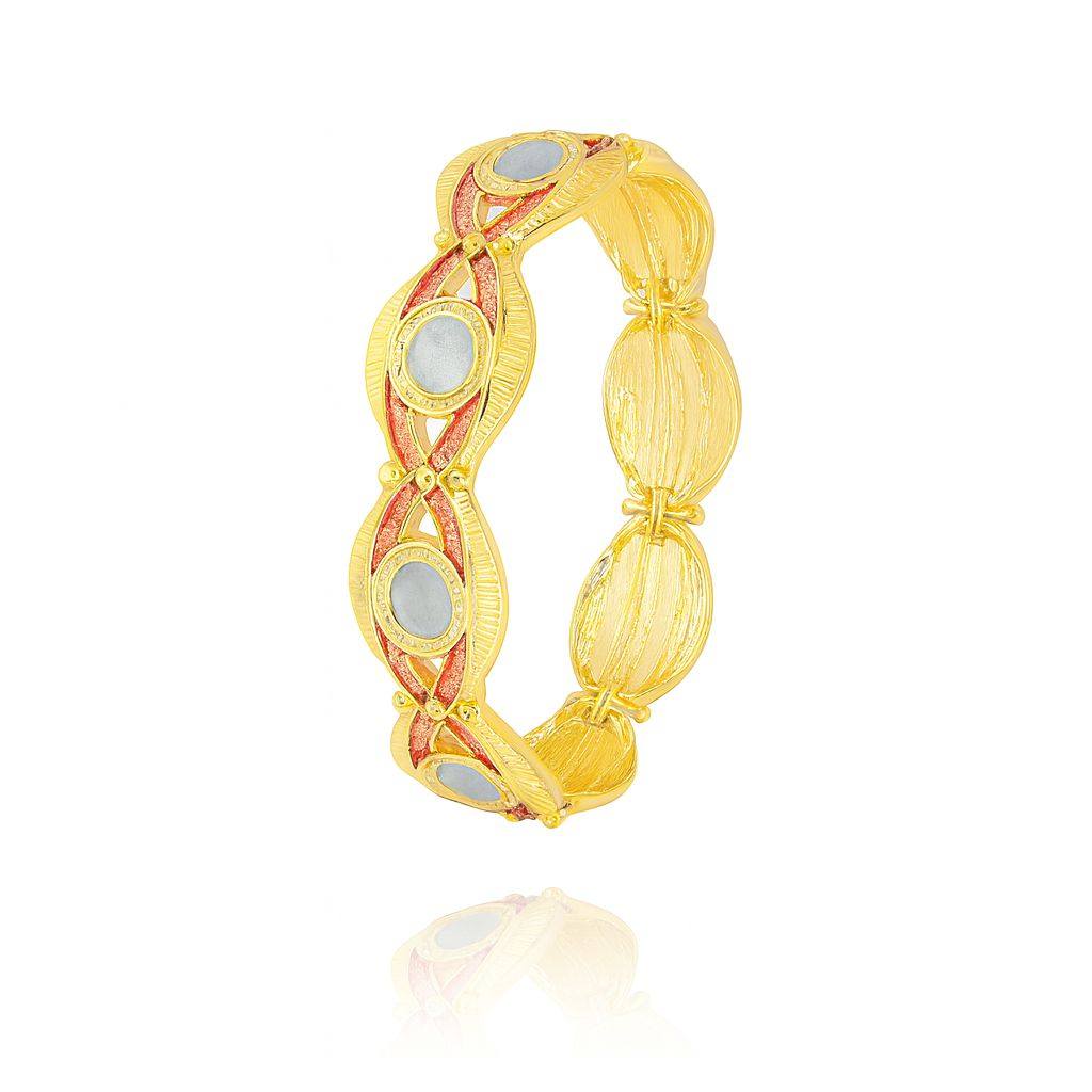 KC Gold Plated Hand-Painted Enamel Bangle Bracelet for Women | Colorful Alloy Jewelry