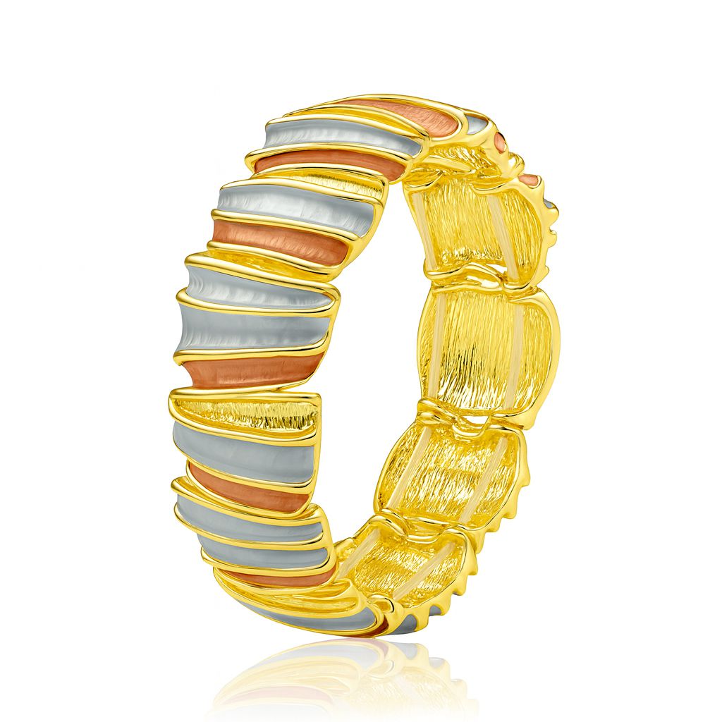 Hand-painted KC gold plated bracelet with multi-tone enamel texture
