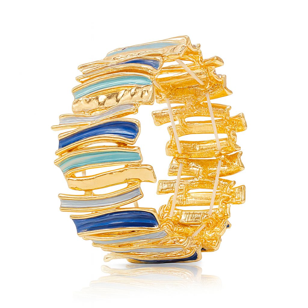 Hand-painted KC gold plated bracelet set with alloy stretch design