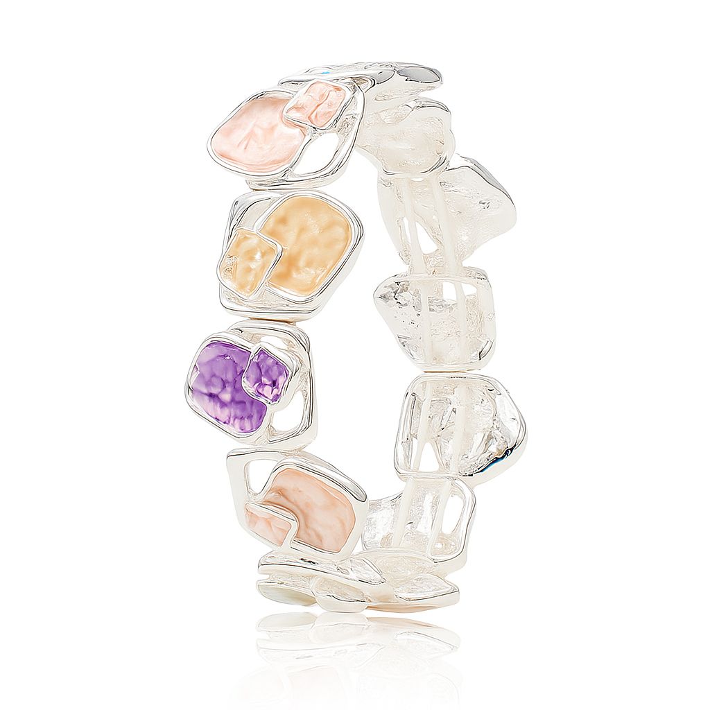 Women’s KC gold hand-painted enamel bracelet set in colorful abstract design