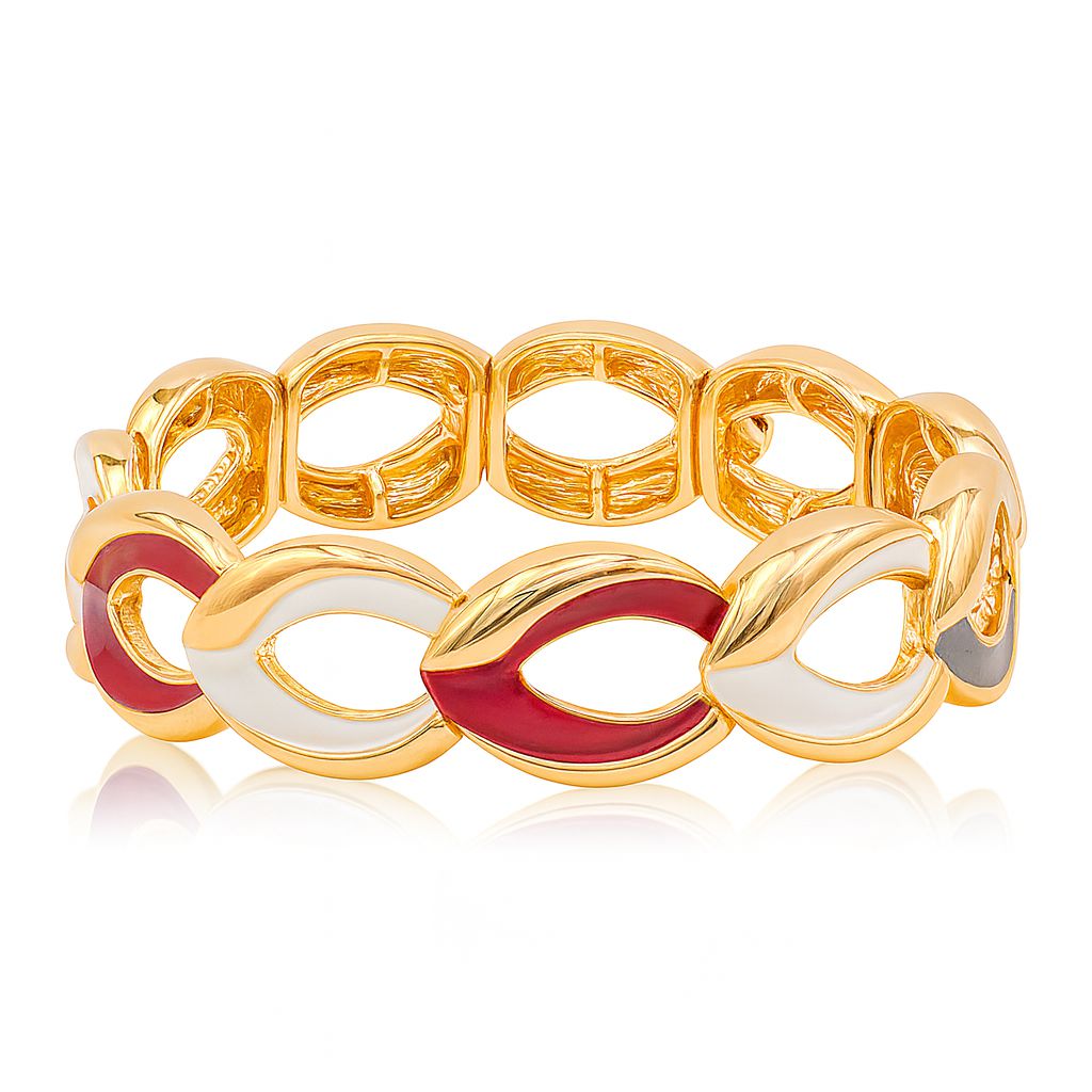 Side view of hand-painted enamel bracelet for women