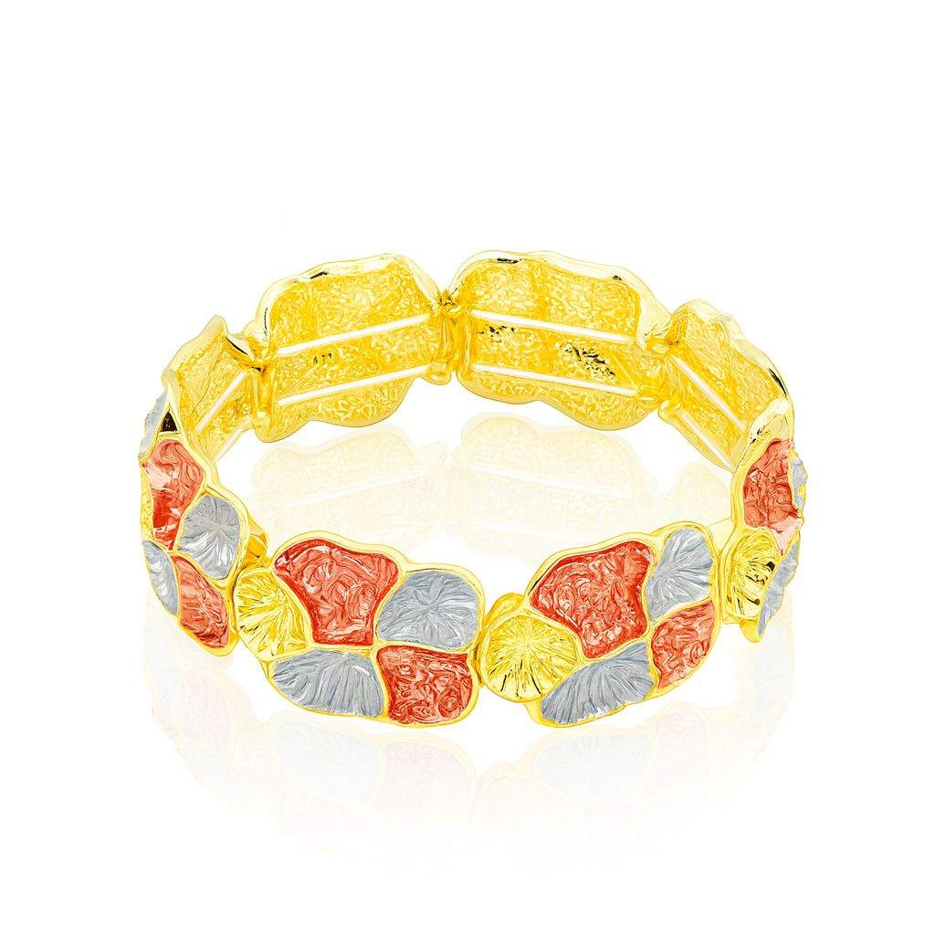 KC gold plated alloy bangle with multi-tone enamel