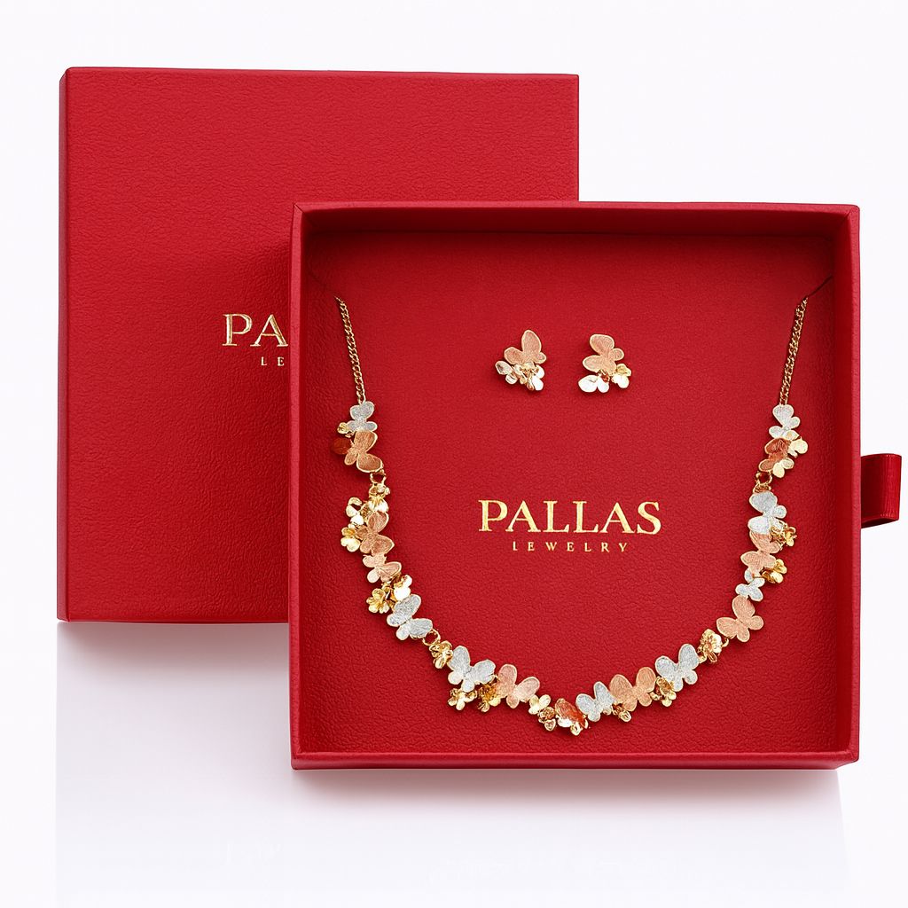 allas jewelry butterfly necklace set in red gift box