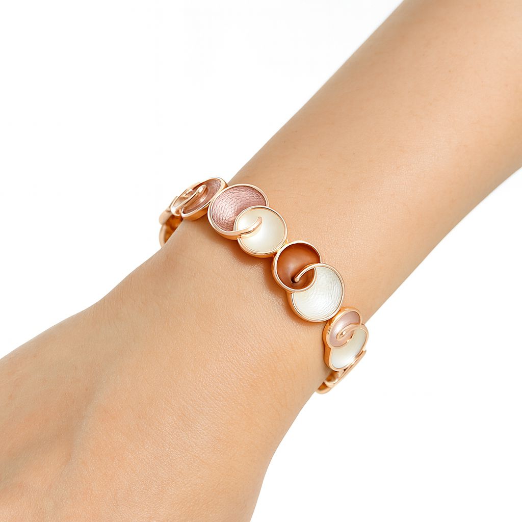 Fashion stretch bracelet for women with blue enamel and KC gold plating