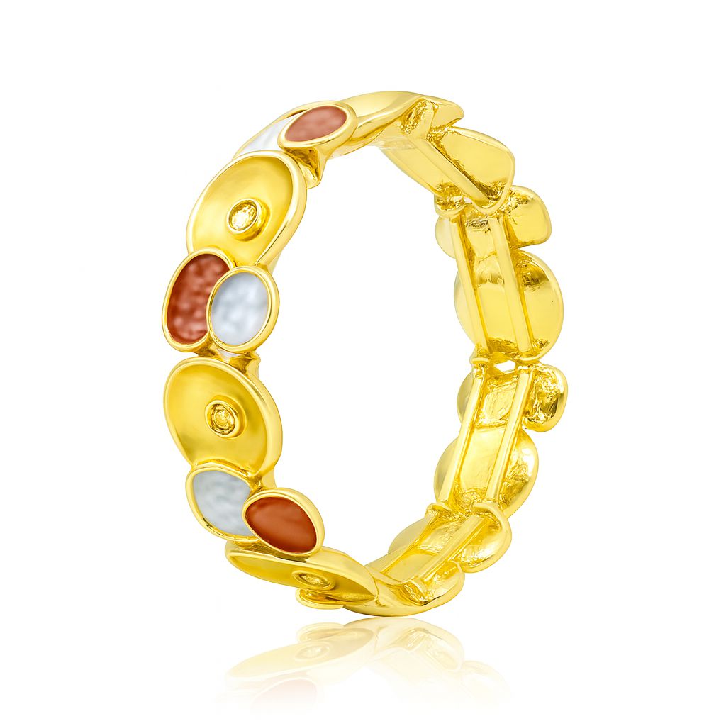 Hand-painted KC gold enamel disc bracelet for women