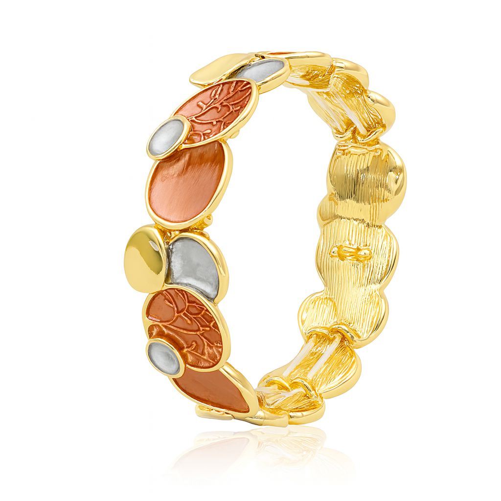 Artistic KC gold plated bracelet with hand-painted enamel in abstract tones
