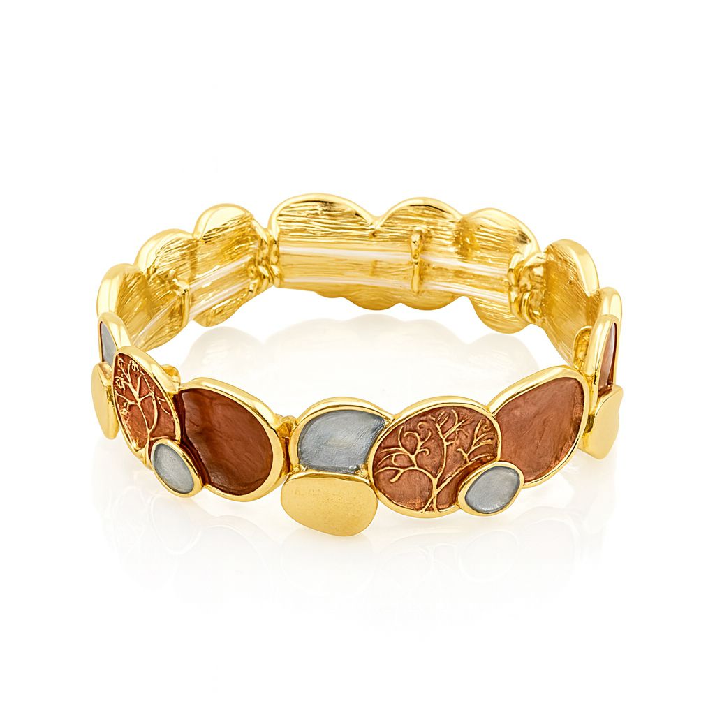 Hand-painted enamel alloy bracelet featuring multi-tone round shapes