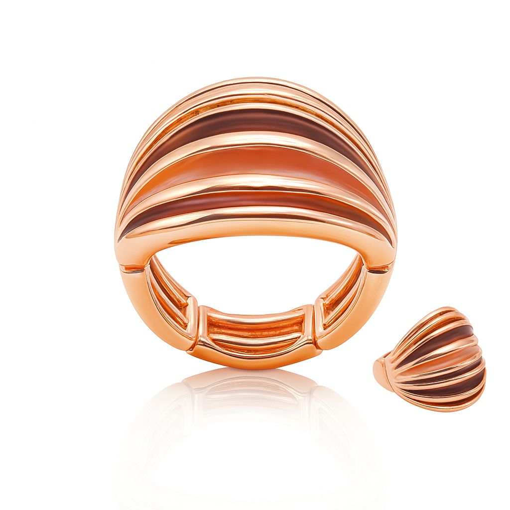 KC gold plated hand-painted enamel spiral statement ring