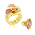 KC gold hand-painted petal flower ring with artistic enamel finish