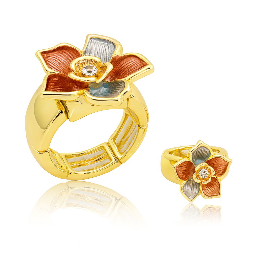 KC gold plated hand-painted flower ring for women