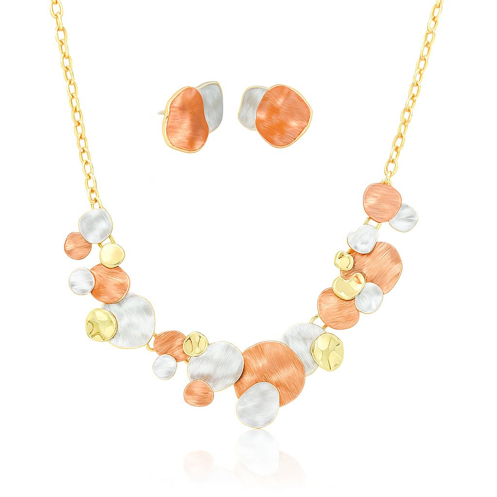 KC gold plated hand-painted necklace and earrings set for women