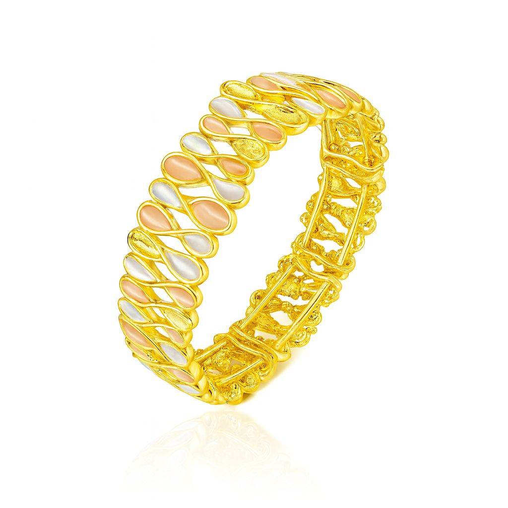 Hand-painted enamel KC gold bracelet with teardrop design