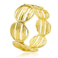 Modern hollow circle bracelet in KC gold-plated alloy with hand-textured design and open circle pattern.