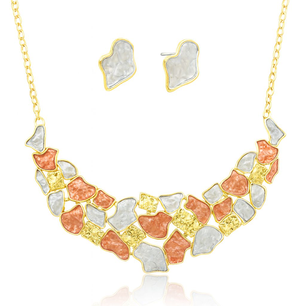 Hand-painted KC gold plated necklace and earrings set for women