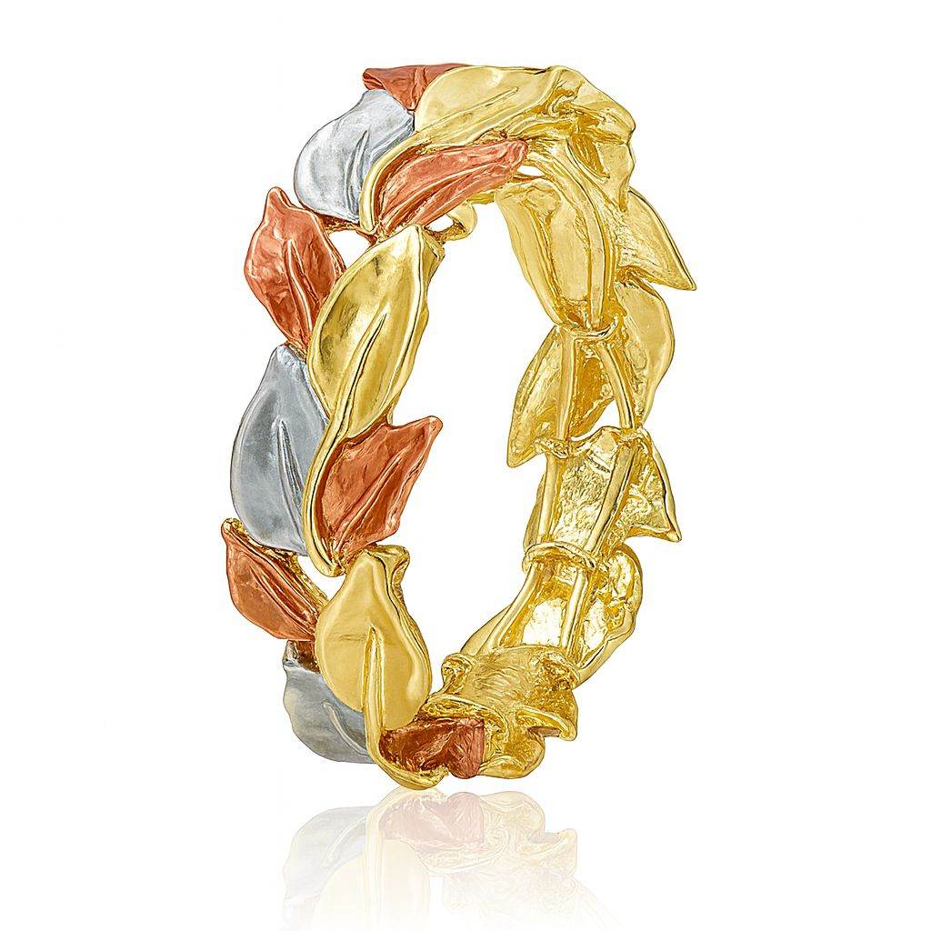 Hand-painted KC gold leaf bracelet with multicolor enamel design