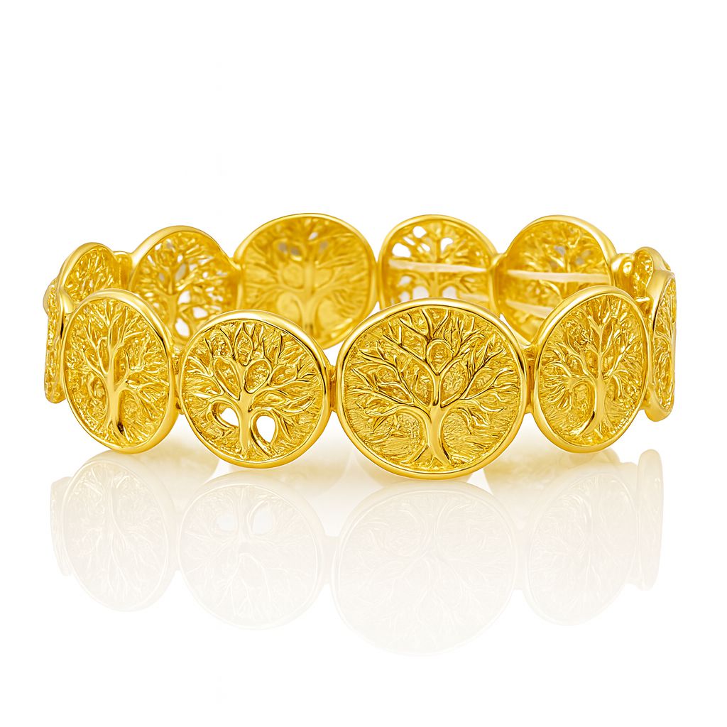 KC gold artistic Tree of Life bangle in alloy material