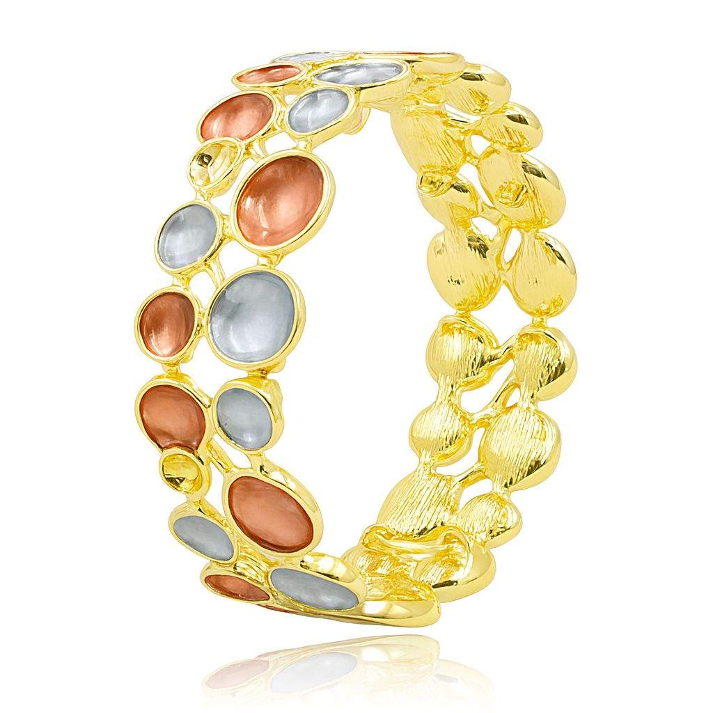 KC gold plated mosaic enamel bangle with hand-painted round elements