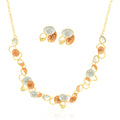 Hand-painted KC gold necklace and earrings set for women