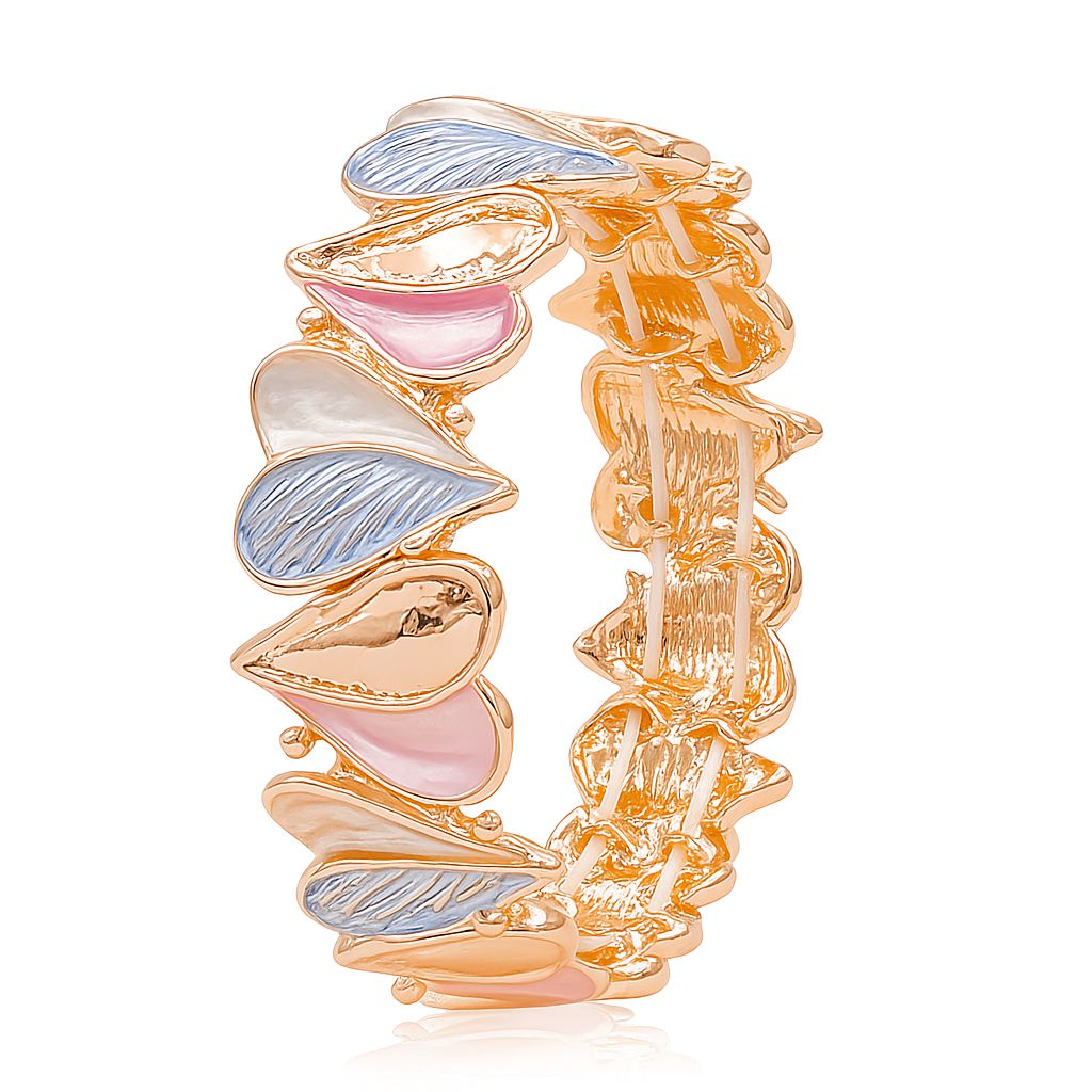 KC gold pastel heart bracelet with hand-painted enamel shell texture