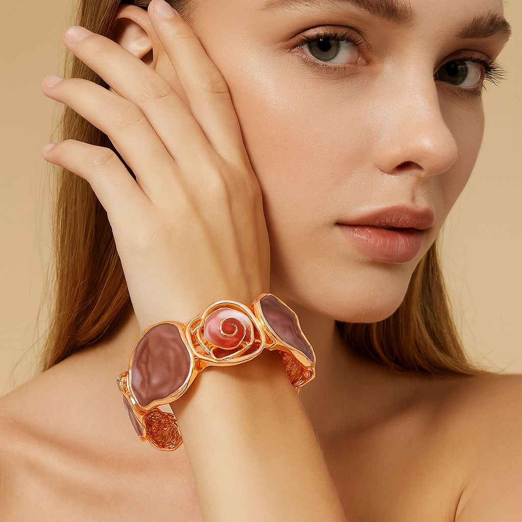 KC gold plated alloy bracelet featuring artistic enamel accents