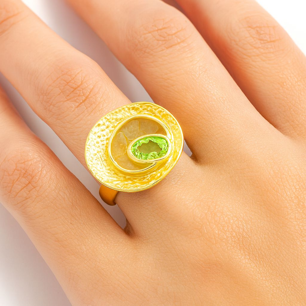 KC gold plated enamel ring detail closeup