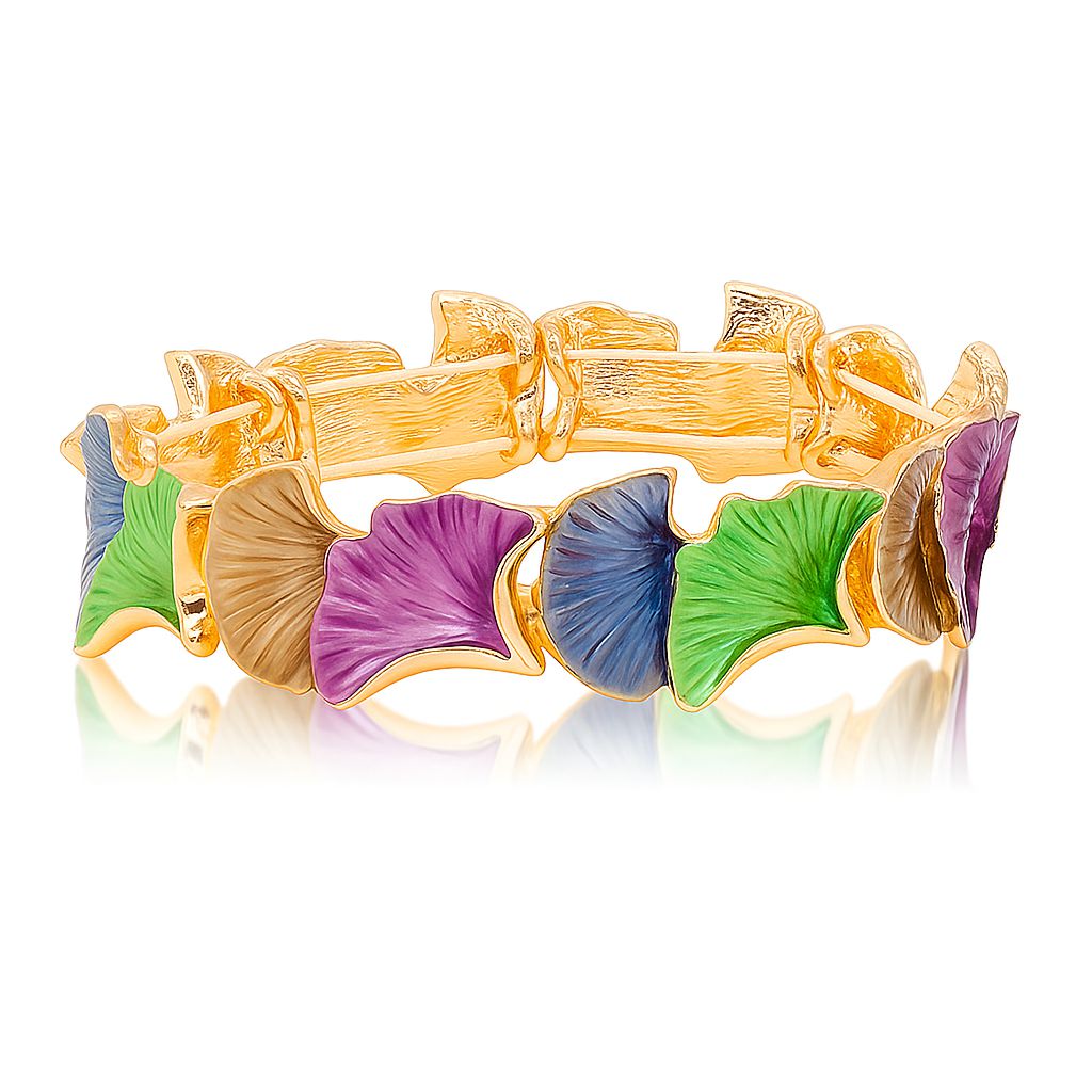 Women’s gold bracelet featuring multicolor artistic enamel