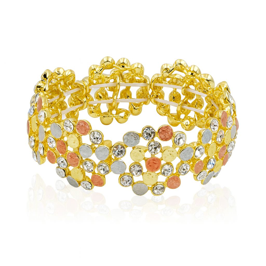 Side view of hand-painted enamel crystal bangle jewelry