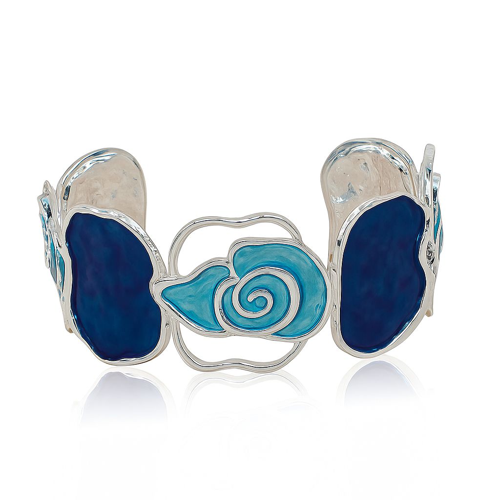 KC gold plated enamel bracelet worn on wrist for women